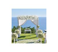 Living and Home 45x100cm Artificial White Cherry Blossom Branch Ranunculus Rose Mixed Flower Row for Reception Area Arch Door Decor | Size: 45x100 cm Living and Home White 45x100 cm