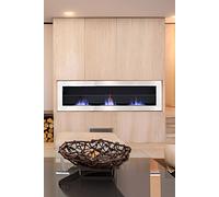 Living And Home 47 Inch Wall Mounted Stainless Steel Recessed Ethanol Fireplace With Adjustable Flames In White White One Size