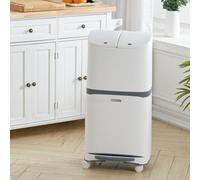 Living And Home 48 L White Home Kitchen Rubbish Dustbin Recycling Bin Double Layer Pedal Rubbish Trash With Inner Buckets