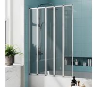 Living And Home 4mm Toughened Safety Glass 5-Fold Grey Glass Shower Screen