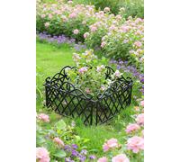 Living and Home 4pcs Interlocking Garden Plastic Fence Decorative Border Path Edging Fence Panels Outdoor Landscape Patio Lawn Flower Bed Living and Home Black 47.7x36 cm