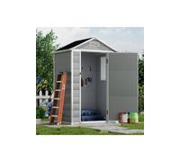 Living And Home 4X3Ft Apex Roof Garden Plastic Storage Shed With Lockable Door In Grey Grey One Size