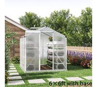 Living and Home 4x6ft/ 6x6ft/ 8x6ft/ 10x6ft Silver Aluminum Framed Greenhouse with Vent - 6' x 6' ft - With base frame