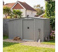 Living And Home 4X8Ft Metal Garden Storage Shed With Log Storage Grey