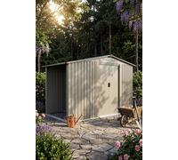 Living and Home 4x8FT Metal Garden Storage Shed with Log Storage in Light Grey Living and Home Light Grey