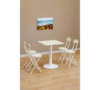 Living And Home 5-Piece Set Of Square Table & 4 Chairs Bistro Coffee Table Dining Furniture Set In White White One Size