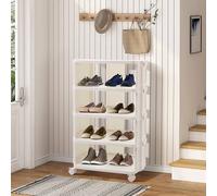 Living And Home 5-Tier Rolling Shoe Rack Storage Cabinet In Cream Cream One Size