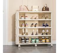 Living And Home 5-Tier Rolling Shoe Rack Storage Cabinet In Cream Cream One Size