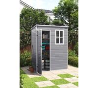 Living And Home 5 X 4 Ft Pent Plastic Shed Garden Storage Shed With Floor And Window,grey(Shelves Not Included) Grey One Size