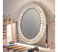 Living and Home 51cm H Hollywood LED Oval Makeup Mirror with Luxury Crystal