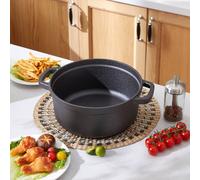 Living And Home 5L Cast Iron Dutch Pot Stew Pot Oven Induction Pan Cookware With Lid In Black Black