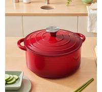 Living And Home 5L Red Enameled Cast Iron Dutch Oven Pot With Lid, 26Cm(W) X 12Cm(H)
