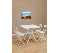 Living And Home 5Pcs 80Cm Folding Table And 4 Chairs Set Indoor Outdoor Bistro Kitchen Dining Set Furniture In White White One Size