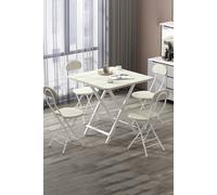 Living And Home 5Pcs Folding Table And 4 Chairs Set Indoor Outdoor Bistro Kitchen Dining Set Furniture In White White One Size