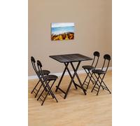 Living and Home 5pcs Folding Table and 4 Chairs Set Indoor Outdoor Bistro Kitchen Dining Set Furniture in Black Living and Home Black