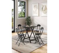 Living And Home 5Pcs Folding Table And 4 Chairs Set Indoor Outdoor Bistro Kitchen Dining Set Furniture In Black Black One Size