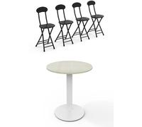 Living and Home 5pcs Round Table and 4 Chairs Set Bistro Coffee Table Dining Set Furniture in White Living and Home White