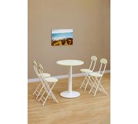Living and Home 5pcs Round Table and 4 Chairs Set Bistro Coffee Table Dining Set Furniture - White