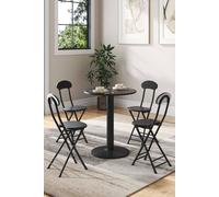 Living And Home 5Pcs Round Table And 4 Chairs Set Bistro Dining Set Furniture In Black Black One Size