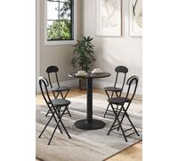 Living and Home 5pcs Round Table and 4 Chairs Set Bistro Dining Set Furniture in Black Living and Home Black