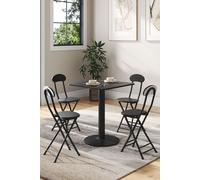 Living and Home 5pcs Set Square Table and 4 Chairs Bistro Coffee Table Dining Set Furniture in Black Living and Home Black