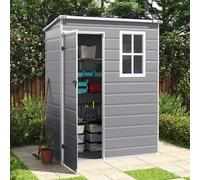 Living and Home 5x3ft / 5x4ft Plastic Garden Storage Shed with Front and Size Door for Bikes and Tools - S