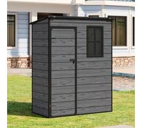 Living And Home 5X3Ft Outdoor Plastic Shed Wood Grain Pattern Garden Storage Shed With Lockable Door