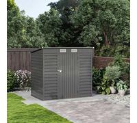 Living and Home 6×4ft Galvanized Steel Outdoor Garden Storage Shed - Grey