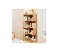 Living and Home 6/5/4-Tier L-shaped Corner Bookshelf Wooden Storage Rack Bookcase Holder Organizer - Natural - M