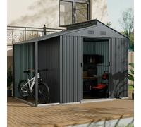 Living and Home 6×6 ft Galvanized Steel Outdoor Storage Shed with Lean-to - One Size - Black - Matel