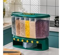 Living And Home 6-Grid 10Kg Wall Mounted Dry Food Dispenser With Airtight Lid Removable Divider, Grain Cereal Storage Box In Green Green One Size