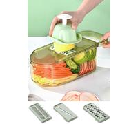 Living and Home 6-in-1 Kitchen Vegetable Food Slicer Chopper Cutter Multifunctional Grater with Handguard - Green