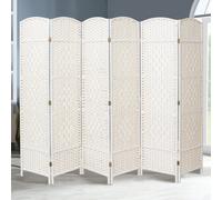 Living And Home 6 Panel White Wicker Folding Freestanding Room Divider Indoor Privacy Screen H 170Cm X L 240Cm