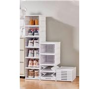 Living and Home 6-tier Shoe Organizer Storage Box Portable Folding Shoe Rack for Closet 25.7*34.7cm - White - One Size