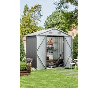 Living And Home 6 X 4 Ft Apex Metal Shed Garden Storage Shed With Double Door,grey Grey One Size
