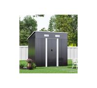 Living And Home 6 X 4 Ft Pent Metal Garden Shed Outdoor Tool Storage Shed With Base Foundation, Charcoal Black Black