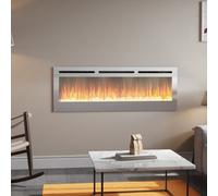 Living And Home 60 Inch Electric Fire Wall Mounted Or Inset Fireplace Heater 12 Flame Colors With Remote Control