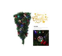 Living and Home 60cm Artificial Christmas Teardrop Swags w/ Colored String Lights Red Berry Frosted Pine Cone Hanging Pendant for Front Door, Wall Living and Home Green