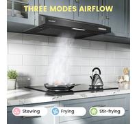 Living and Home 60cm Under Cabinet Wall-Mount Cooker Range Hood with 3-Speed Modes - Black