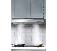 Living and Home 60cm Visor Cooker Hood Under Cabinet Range Hood Wall Mounted Extractor with LED in Silver Living and Home Silver