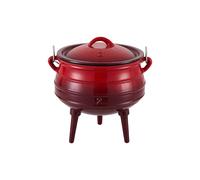 Living And Home 6L Enamelled Cast Iron Cauldron Potjie Pot W/ Lid, 3 Legs In Red Red