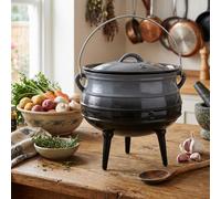 Living And Home 6L Grey Enameled Cast Iron Cauldron With Lid And Three Legs