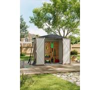 Living And Home 6X4 Ft Galvanized Steel Metal Shed With Double Doors, Weatherproof Apex Roof Garden Tool Storage Shed With Base Foundation, Waterproof Uv-Resistant Outdoor Large Shed For Backyard In B