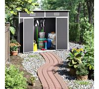 Living and Home 6x4ft / 8x4ft Plastic Outdoor Garden Storage Shed - Light Grey - 8x4ft
