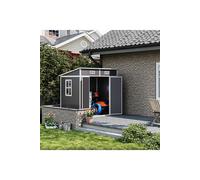 Living And Home 6X4Ft Outdoor Grey Plastic Garden Tool Shed With Waterproof Sloped Roof, Lockable Door,ventilation Window & Vents In Light Grey Light Grey One Size