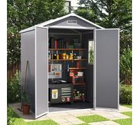 Living and Home 6x4ft Plastic Corrosion-Resistant Garden Storage Shed with Lockable Door