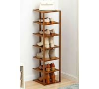 Living and Home 7 Tiers Bamboo Shoe Rack Entryway Hallway Shoe Storage Shelf - Brown - Brown - One Size