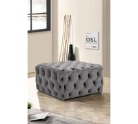 Living And Home 70Cm W Grey Velvet Buttoned Tufted Square Footstool Coffee Table Grey One Size