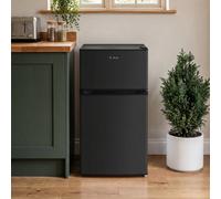 Living And Home 70L Black Double Door Fridge Freezer Space Efficient For Studio Apartments Student Accommodation