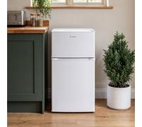 Living And Home 70L White Double Door Fridge Freezer White Space Efficient For Studio Apartments Student Accommodation